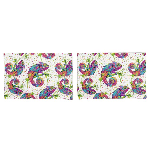 Chameleon Paint Stains Wasserfarbe Stil Kissenbezug (Vorderseite-Set)