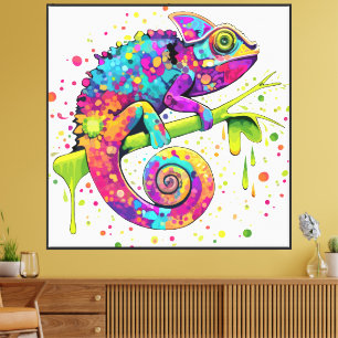 Chameleon Paint Stains Wasserfarbe Stil Leinwanddruck