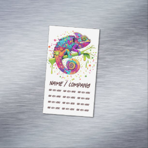 Chameleon Paint Stains Wasserfarbe Stil Magnetische Visitenkarte