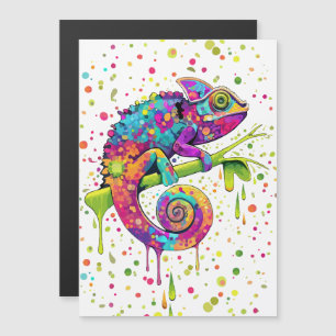 Chameleon Paint Stains Wasserfarbe Stil Magnetkarte
