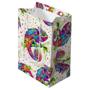 Chameleon Paint Stains Wasserfarbe Stil Mittlere Geschenktüte