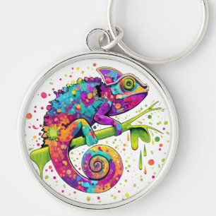 Chameleon Paint Stains Wasserfarbe Stil Schlüsselanhänger