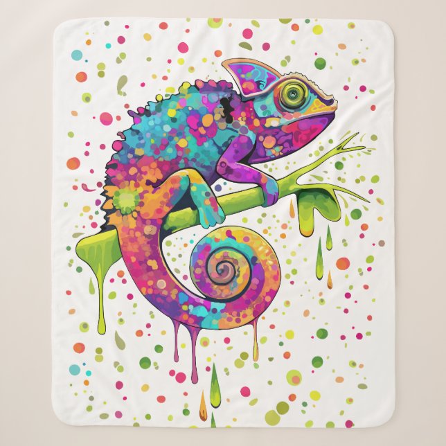 Chameleon Paint Stains Wasserfarbe Stil Sherpadecke (Vorderseite)