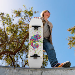 Chameleon Paint Stains Wasserfarbe Stil Skateboard