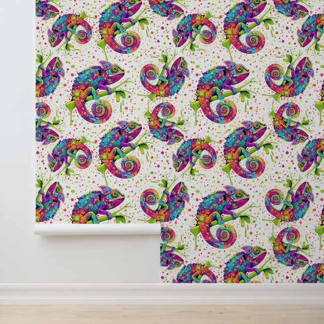 Chameleon Paint Stains Wasserfarbe Stil Tapete (Anwendung)