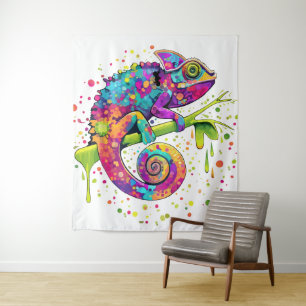 Chameleon Paint Stains Wasserfarbe Stil Wandteppich