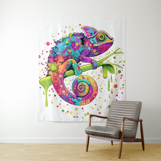 Chameleon Paint Stains Wasserfarbe Stil Wandteppich (Beispiel)
