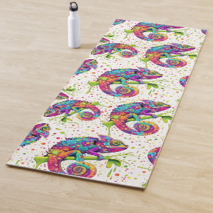 Chameleon Paint Stains Wasserfarbe Stil Yogamatte