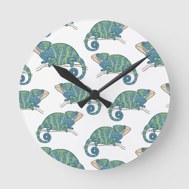 Chameleon Pattern Runde Wanduhr (Vorderseite)