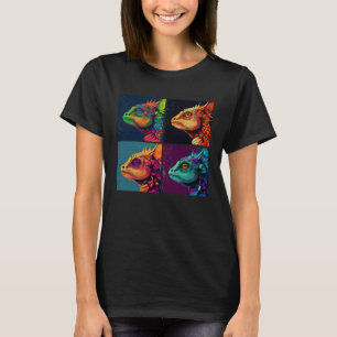 Chameleon Pop Illustration Farbige Tierfrauen T-Shirt