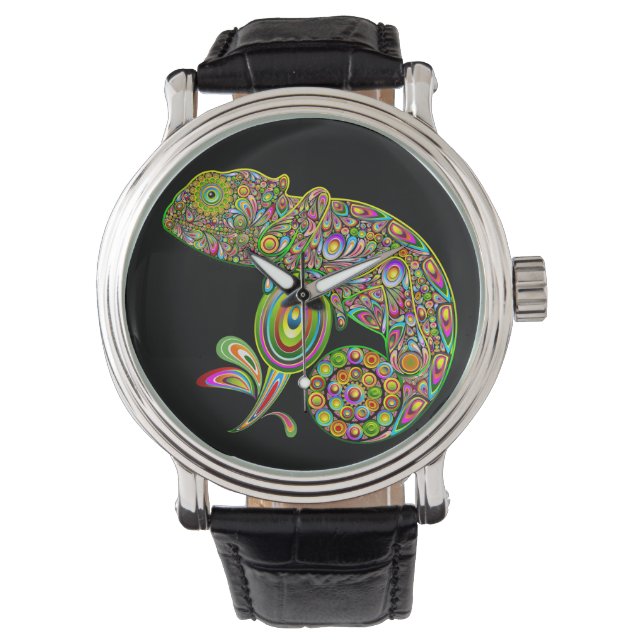 Chameleon Psychedelic Fantasy Armbanduhr (Vorderseite)
