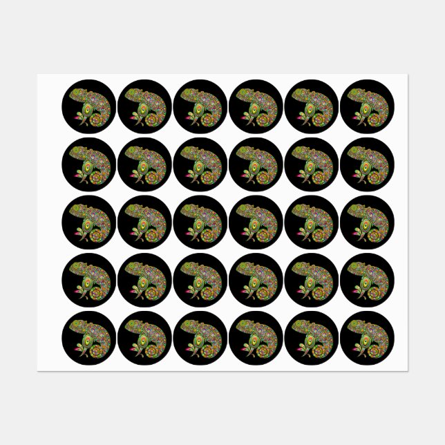 Chameleon Psychedelic Fantasy Etiketten (Blatt)