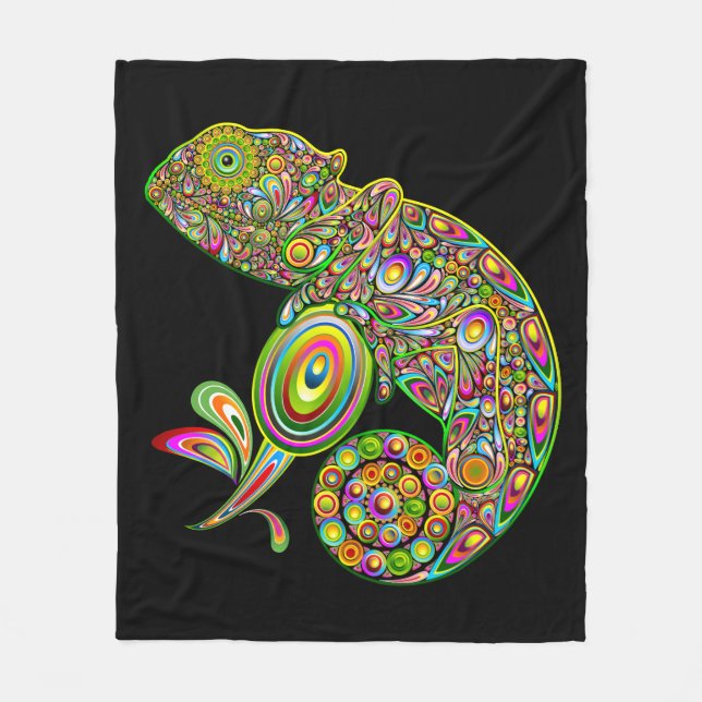 Chameleon Psychedelic Fantasy Fleecedecke (Vorderseite)