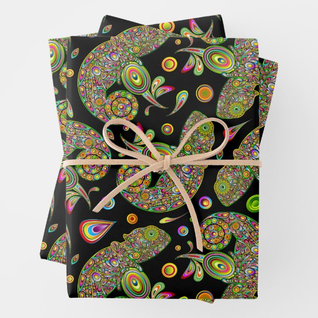 Chameleon Psychedelic Fantasy Geschenkpapier Set (Beispiel)