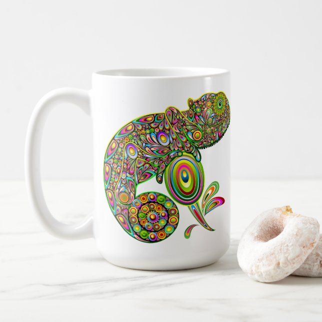 Chameleon Psychedelic Fantasy Kaffeetasse (Mit Donut)