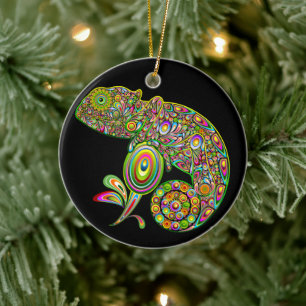 Chameleon Psychedelic Fantasy Keramik Ornament