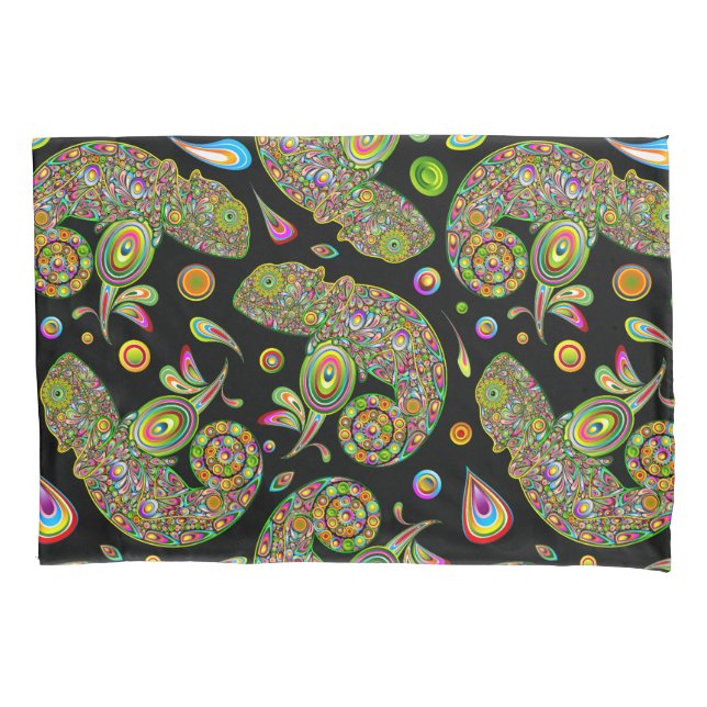 Chameleon Psychedelic Fantasy Kissenbezug (Vorderseite)