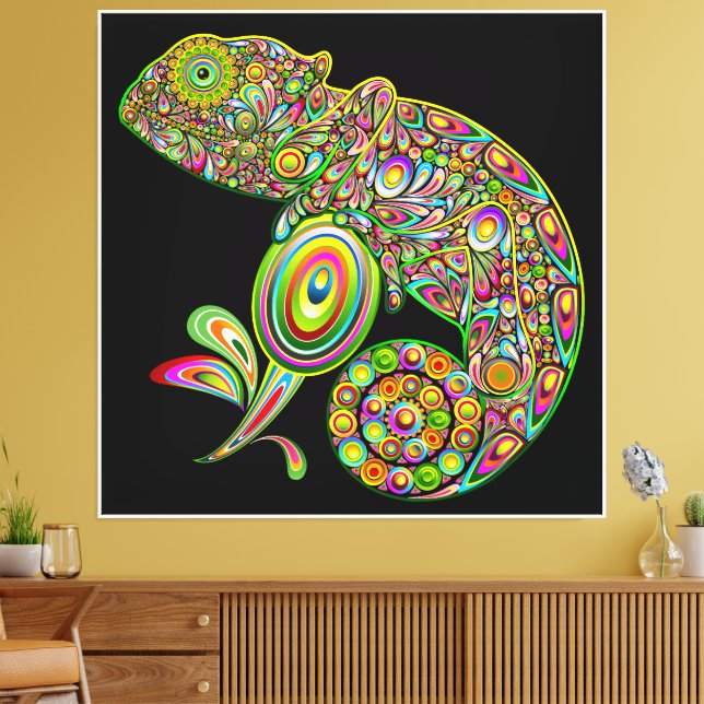 Chameleon Psychedelic Fantasy Leinwanddruck (Insitu (Wohnzimmer))