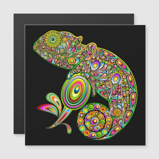 Chameleon Psychedelic Fantasy Magnetkarte (Vorne/Hinten)