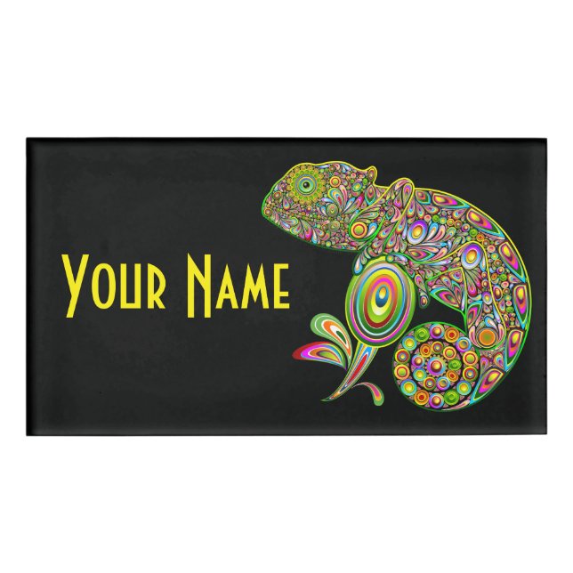 Chameleon Psychedelic Fantasy Namenschild (Vorderseite)