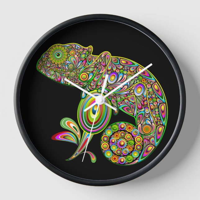 Chameleon Psychedelic Fantasy Uhr (Vorderseite)