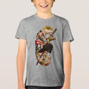 Chameleon Samurai - Tattooed Warrior mit Katana Tri-Blend Shirt