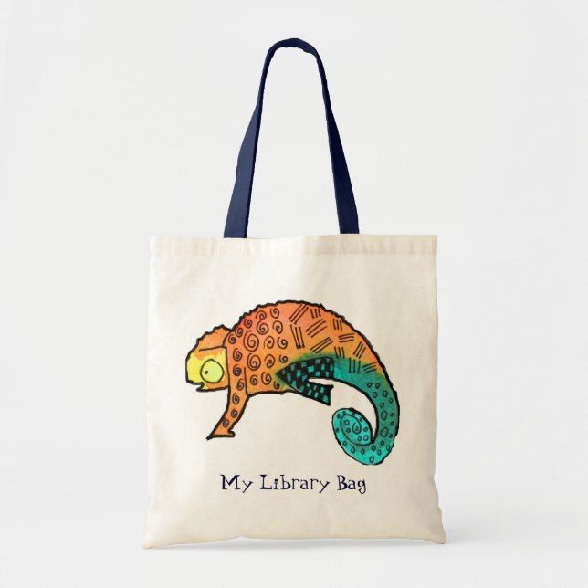 Chameleon Tinte Reptil niedliche Kinderbibliothek  Tragetasche (Vorne)