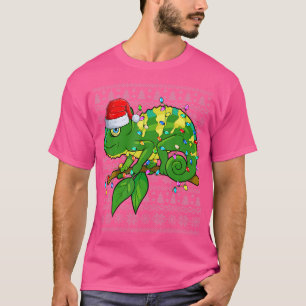 Chameleon Weihnachtsmannmütze Xmas Lights Ugusweih T-Shirt