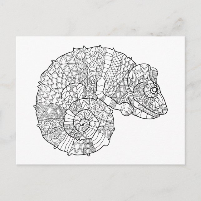 Chameleon Zendoodle Postkarte (Vorderseite)