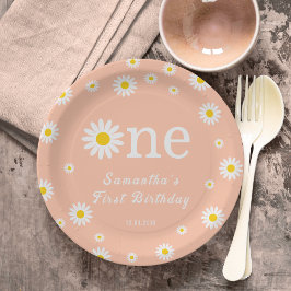 Chamomile Blume Coral Watercolor Erstgeburt Pappteller