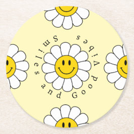 Chamomile Blume Funny Niedlich Trendy Floral Desig Runder Pappuntersetzer
