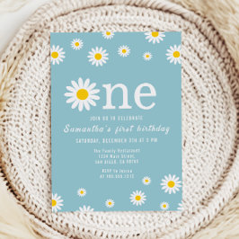 Chamomile Blume Wasserfarbe Aquamarin erster Gebur Einladung