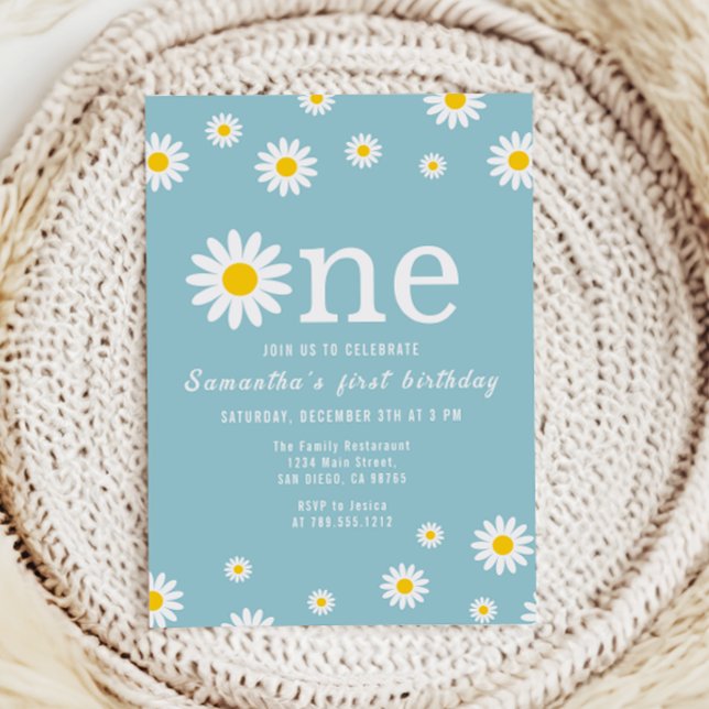 Chamomile Blume Wasserfarbe Aquamarin erster Gebur Einladung (Von Creator hochgeladen)