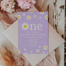 Chamomile Blume Wasserfarbe Lila erster Geburtstag