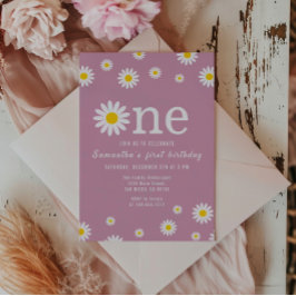 Chamomile Blume Wasserfarbe Rot erster Geburtstag Einladung