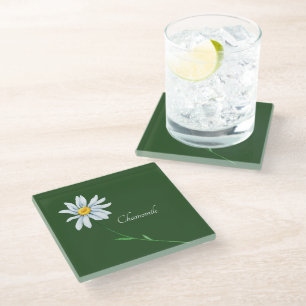 Chamomile Blume Watercolor Glasuntersetzer