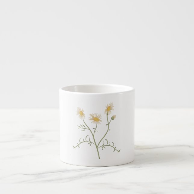 Chamomile Botanical Illustration Coffee Mug Espressotasse (Vorderseite)