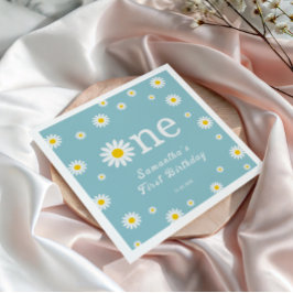 Chamomile Daisy Blume Elegant Aquamarin Geburtstag Serviette