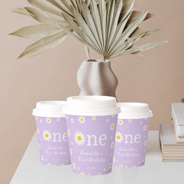 Chamomile Daisy Blume Elegant Lila Geburtstag Pappbecher (Von Creator hochgeladen)