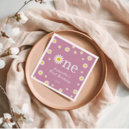 Chamomile Daisy Blume Elegant Rot Geburtstag Serviette