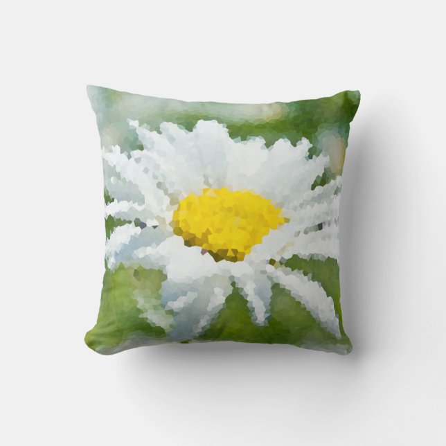 Chamomile daisy Blume Ölmalerei Wirkung Sonnensche Kissen (Vorderseite)