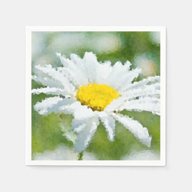 Chamomile daisy Blume Ölmalerei Wirkung Sonnensche Serviette (Vorderseite)