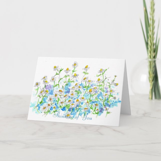 Chamomile Garden Wasserfarbe Denken Sie an Sie Karte (Vorderseite)