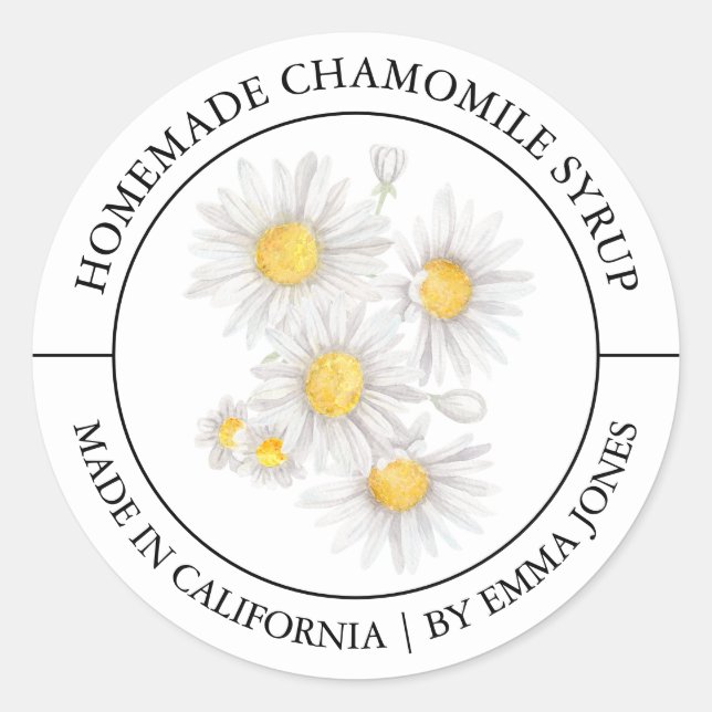 Chamomile Modern Label Runder Aufkleber (Vorderseite)