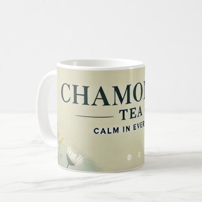 Chamomile Tee Design AI Art Kaffeetasse (Vorderseite Links)
