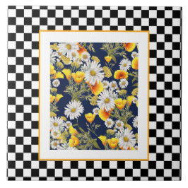 Chamomiles Poppies und Checkerboard Fliese