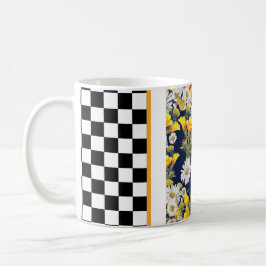 Chamomiles Poppies und Checkerboard Kaffeetasse
