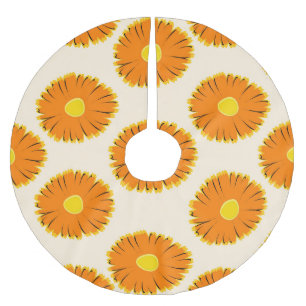 Chamomiles: Vintages Muster. Polyester Weihnachtsbaumdecke