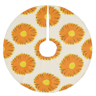 Chamomiles: Vintages Muster. Polyester Weihnachtsbaumdecke