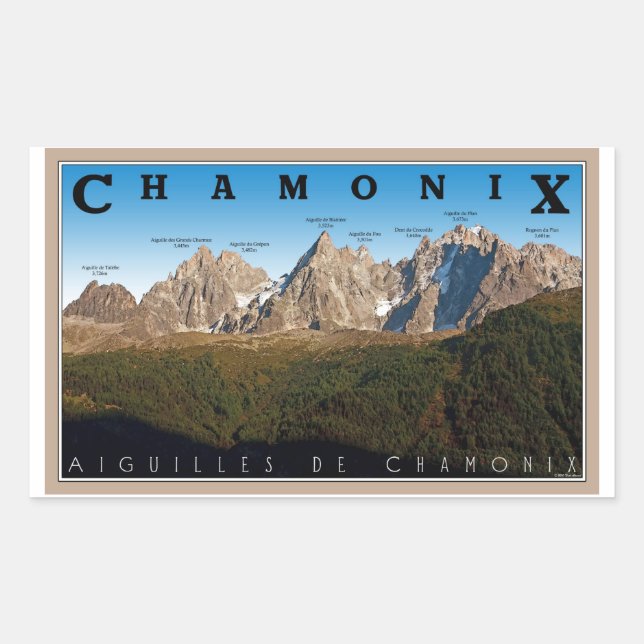 Chamonix - Aiguille de Chamonix Rechteckiger Aufkleber (Vorderseite)